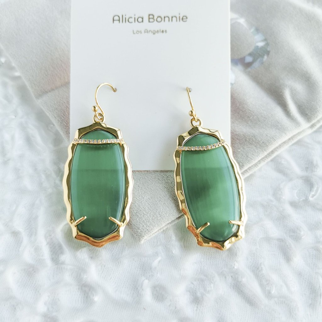 Alicia Bonnie - Charlotte Gold Green Cats Eye Earrings - New 18$